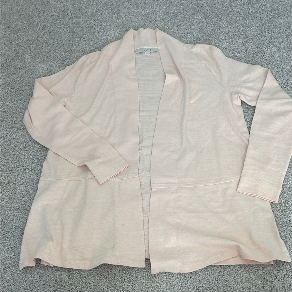 LOFT Light Pink Open-Front Cardigan